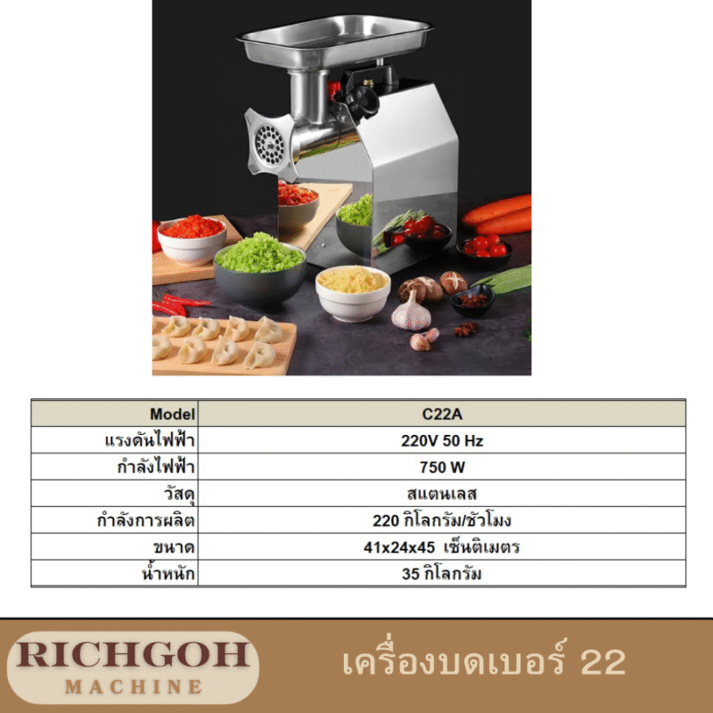 เครื่องบดเนื้อ รุ่น C เบอร์ 22