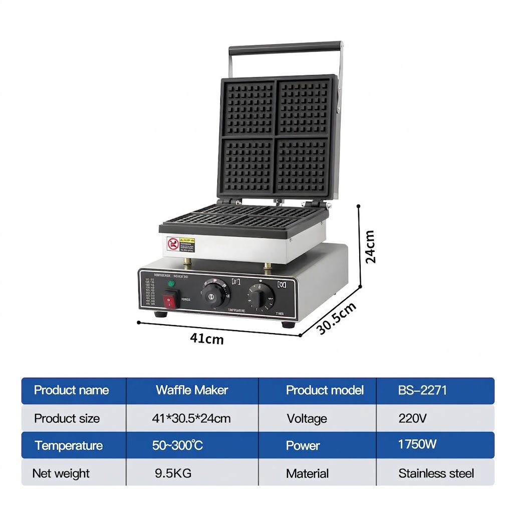 BS-2271 เครื่องทำขนมวาฟเฟิลสี่เหลี่ยมเชิงพาณิชย์ BS-2271 เครื่องทำขนมวาฟเฟิลสี่เหลี่ยมเชิงพาณิชย์