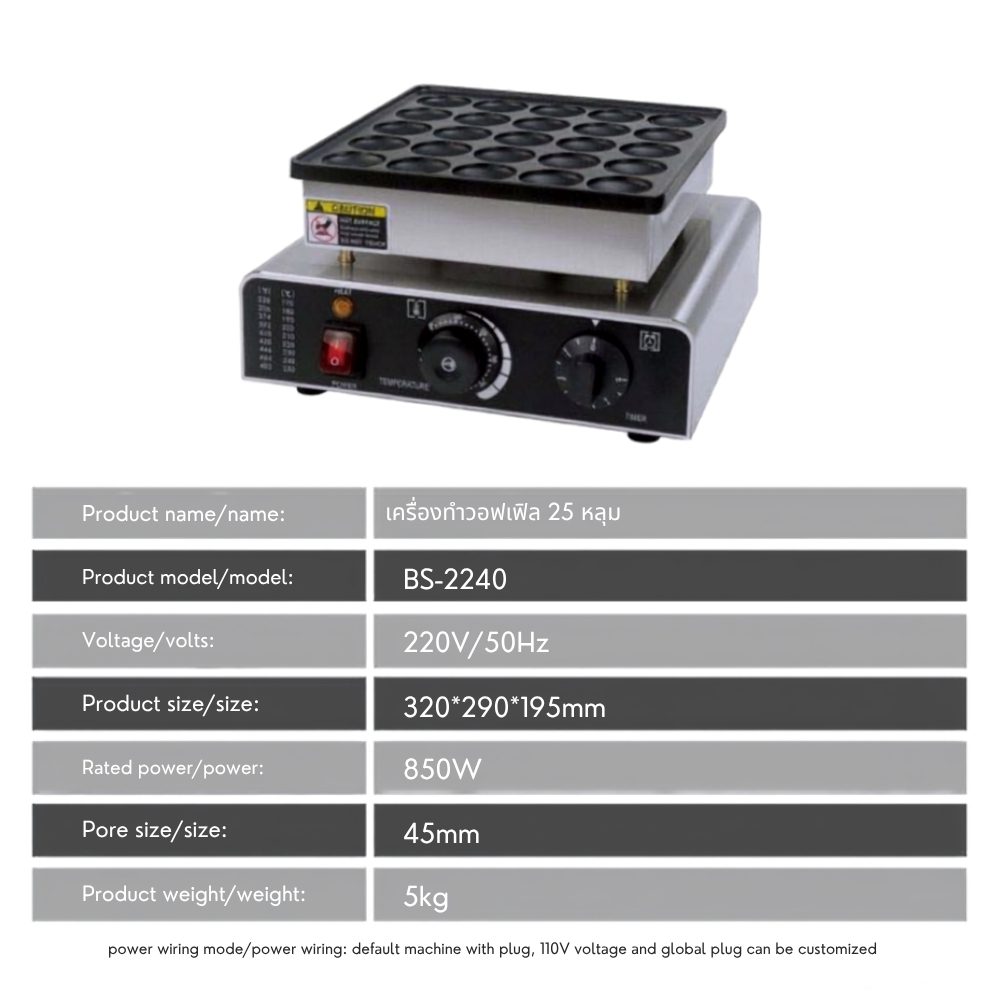 BS-2240 เครื่องทำวาฟเฟิลมินิ 25 หลุม