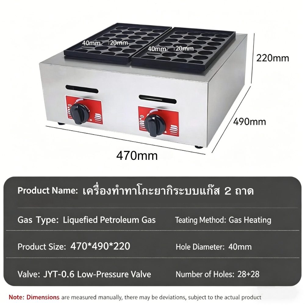 BS-56R เครื่องทำทาโกะยากิระบบแก๊ส 2 ถาด